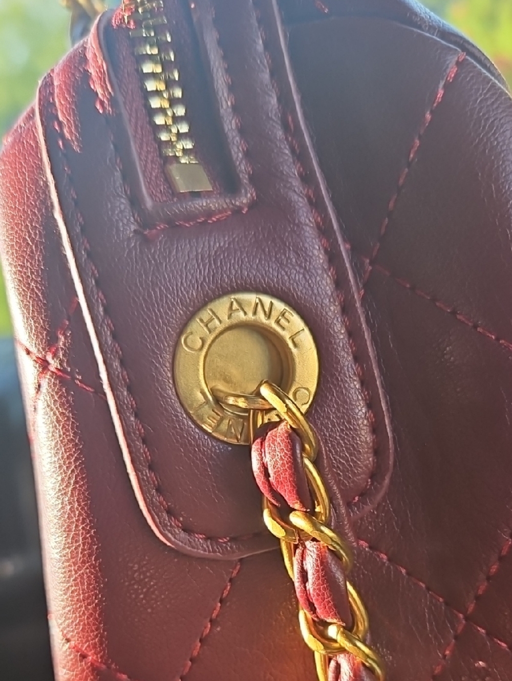 CHANEL Quilted Crossbody Mini Boston Bag in Burgundy with Gold Hardware - Picture 7 of 8